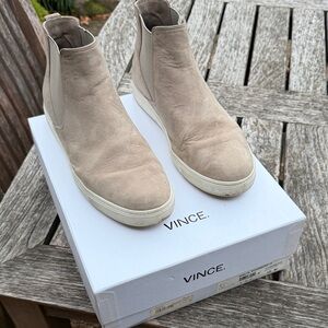Vince Taupe Suede High-Top Sneakers